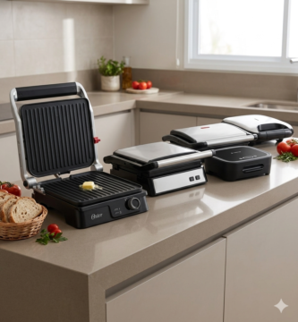 Comparativo das melhores sanduicheiras de 2026 em uma bancada de cozinha moderna.