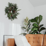 Sala de estar pequena decorada com plantas, luz solar entrando, seguindo o conceito de design biofílico